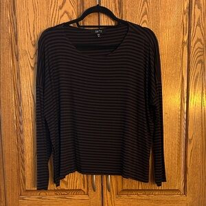 Comfy USA Women's Dark Brown Striped Long Sleeve Top